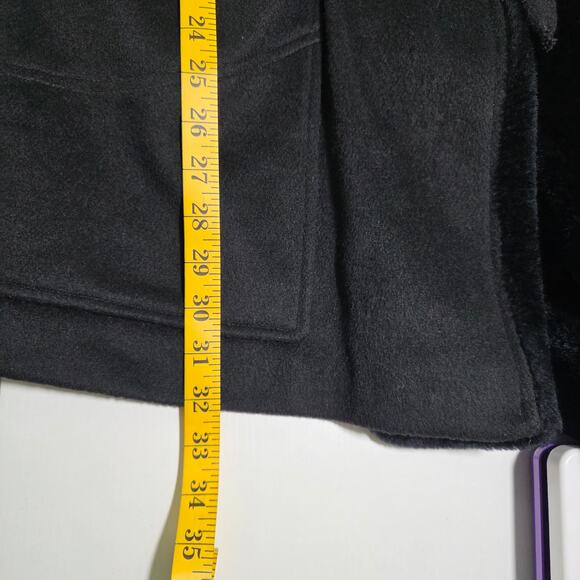 Portrait Black Faux Fur Shawl Collar Belted Jacket Women’s Size 4 Vintage Cozy - Picture 8 of 12